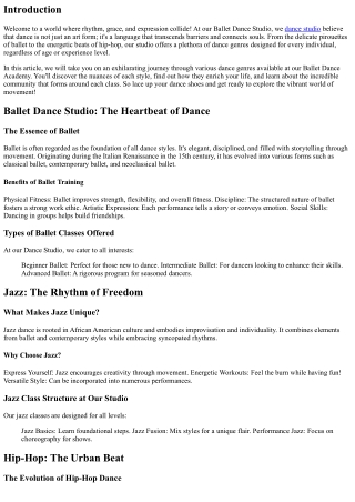 Ballet and Beyond: Exploring Different Dance Genres at Our Studio