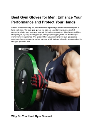 Best Gym Gloves for Men: Top Picks for Optimal Performance