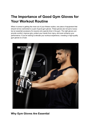 How to Choose Good Gym Gloves for Maximum Comfort and Performance