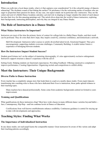 Meet the Instructors: The Heart of Your Local Dance Studio