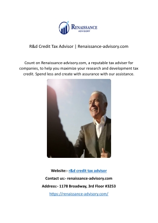 R&d Credit Tax Advisor | Renaissance-advisory.com