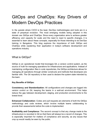 GitOps and ChatOps: Key Drivers of Modern DevOps Practices