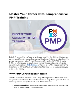 Master Your Career with Comprehensive PMP Training