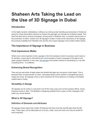 Shaheen Arts_ Taking the Lead on the Use of 3D Signage in Dubai