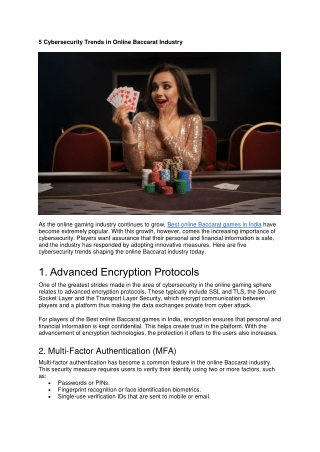 5 Cybersecurity Trends in Online Baccarat Industry