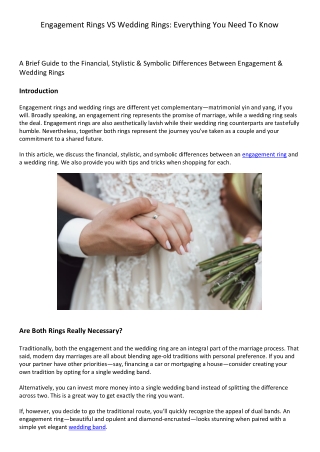 Engagement Rings VS Wedding Rings: Everything You Need To Know