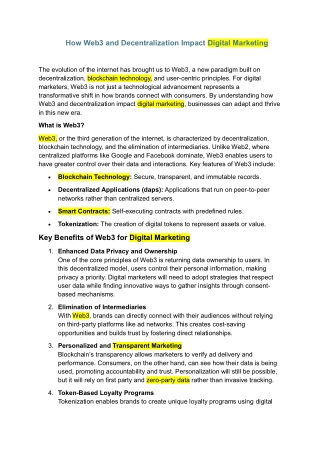 How Web3 and Decentralization Article HF 20-01-2025