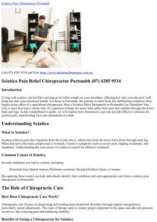 Sciatica Pain Relief Chiropractor Portsmith (07) 4285 9534