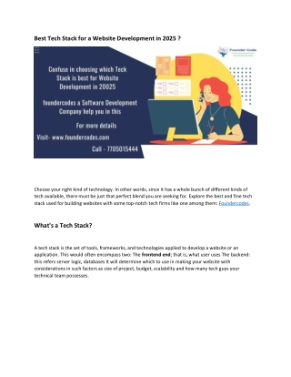 Best Tech Stack for a Website Development in 2025