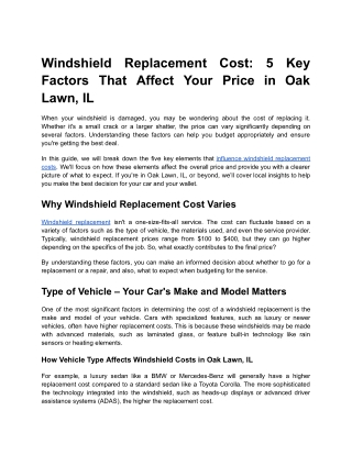 Windshield Replacement Cost_ 5 Key Factors That Affect Your Price in Oak Lawn, IL