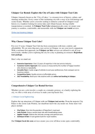 Book taxi in Udaipur | Best Car rental in Udaipur - Udaipur Taxi Cabs