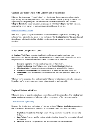 Online Taxi Booking Udaipur | Udaipur Cab Service - Udaipur Taxi Cabs