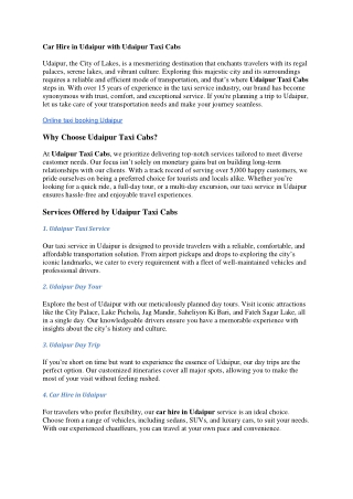 Taxi, Cab Service in Udaipur | Car hire in Udaipur - Udaipur Taxi Cabs