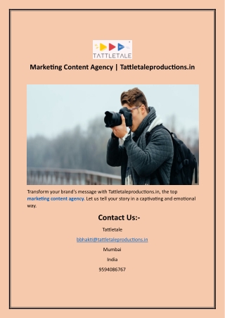 Marketing Content Agency Tattletaleproductions.in