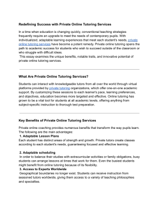 private online tutoring services