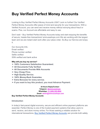 Buy Verified Perfect Money Accounts