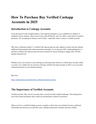 How To Purchase Buy Verified Cashapp Accounts in 2025
