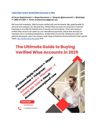 Buy Verified Wise Accounts - With a fully