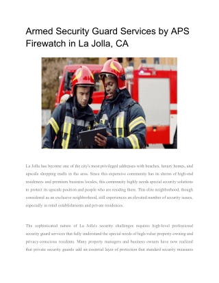 Armed Security Guard Services by APS Firewatch in La Jolla, CA