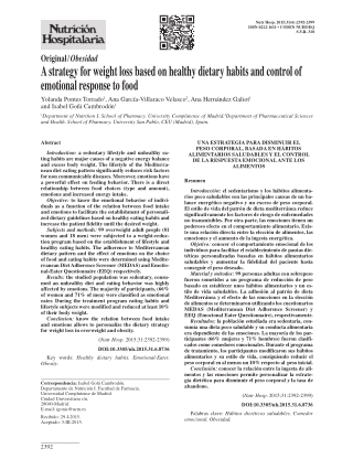 A Strategy for Weight Loss: Healthy Dietary Habits & Emotional Control by Yoland