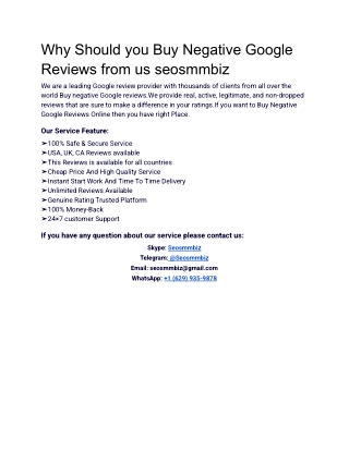 Why Should you Buy Negative Google Reviews from us seosmmbiz
