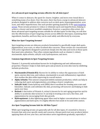 Are advanced spot-targeting serums effective for all skin types