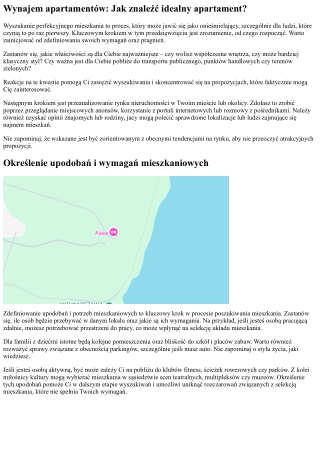 Wynajem apartamentów: Jak znaleźć perfekcyjny apartament?