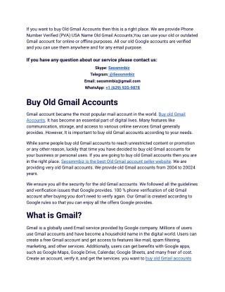 2025 Best Platform for Buy USA Old Gmail Accounts