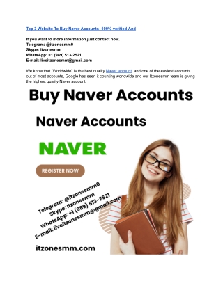 Top 3 Website To Buy Naver Accounts- 100% verified And