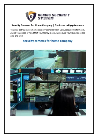 Security Cameras For Home Company  Geniussecuritysystem.com