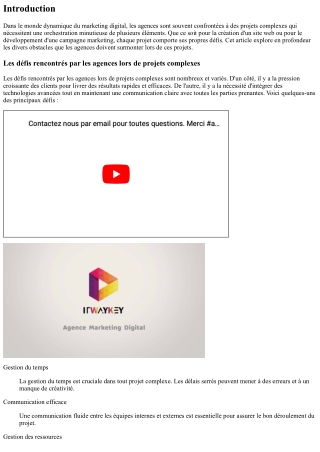 “Les défis rencontrés par les agences lors de projets complexes.