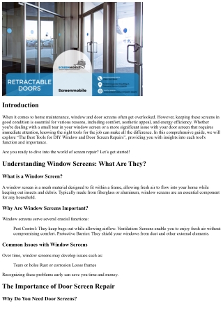 “The Best Tools for DIY Window and Door Screen Repairs”