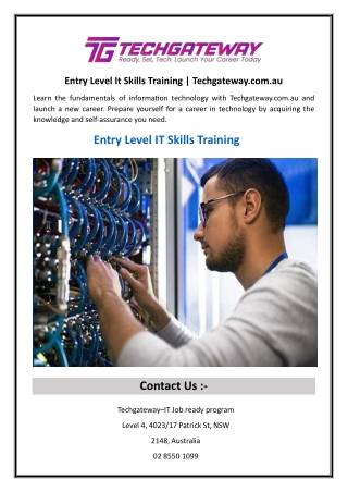 Entry Level It Skills Training Techgateway.com.au