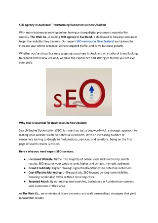 SEO Agency in Auckland: Transforming Businesses in New Zealand