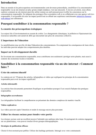 Sensibiliser à la consommation responsable via un site internet