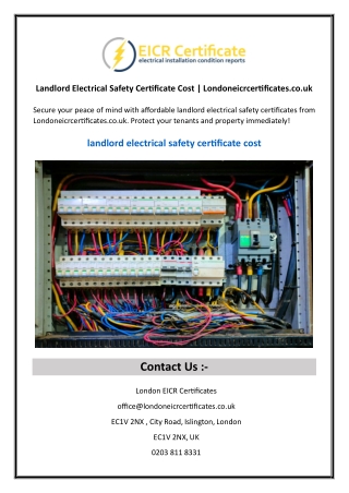 Landlord Electrical Safety Certificate Cost  Londoneicrcertificates.co.uk