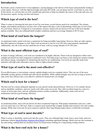 Detecting and Fixing a Roof Leak: DIY Tips and Tricks