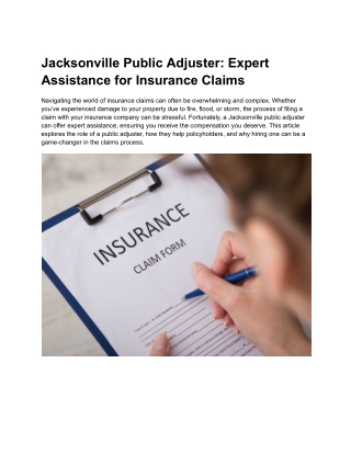 Jacksonville Public Adjuster_ Expert Assistance for Insurance Claims