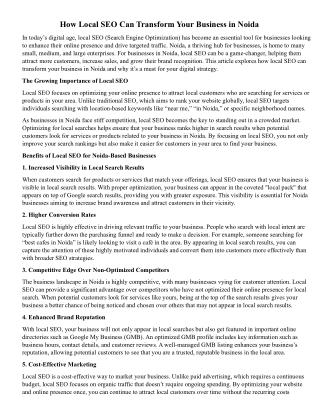 How Local SEO Can Transform Your Business in Noida