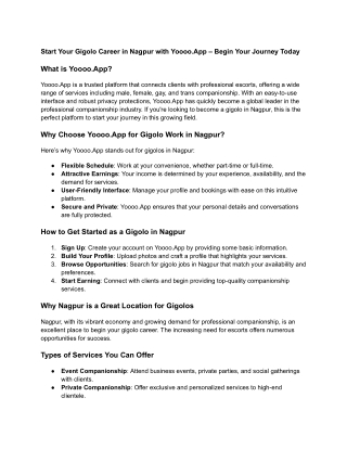 Start Your Gigolo Career in Nagpur with Yoooo.App – Begin Your Journey Today