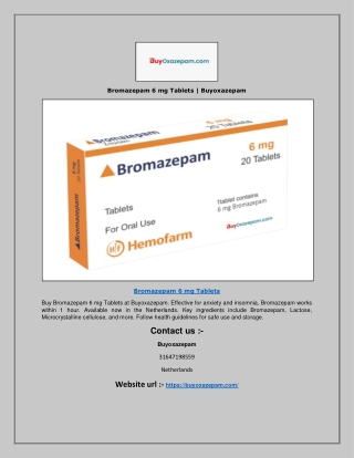 Bromazepam 6 mg Tablets | Buyoxazepam