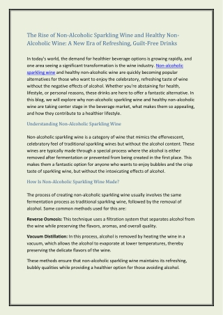 The Rise of Non-Alcoholic Sparkling Wine and Healthy Non-Alcoholic Wine