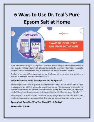 6 Ways to Use Dr. Teal’s Pure Epsom Salt at Home