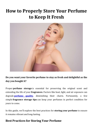 How to Properly Store Your Perfume to Keep It Fresh