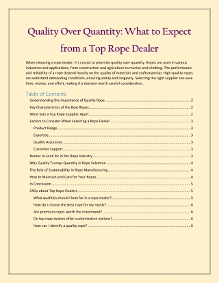 Quality Over Quantity What to Expect from a Top Rope Dealer