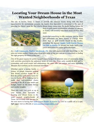 Locating Your Dream House in the Most Wanted Neighborhoods of Texas