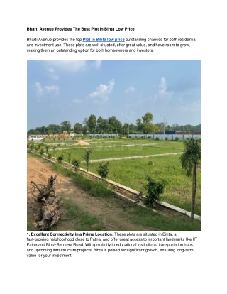 Bharti Avenue Provides The Best Plot in Bihta Low Price