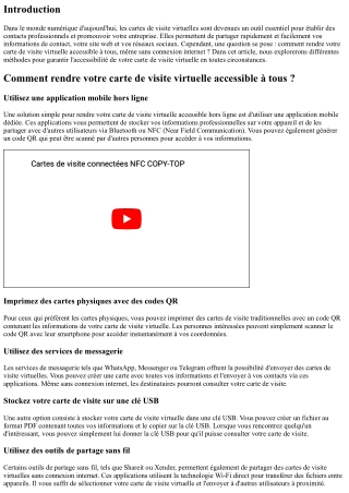 Comment rendre votre carte de visite virtuelle accessible à tous, même sans conn