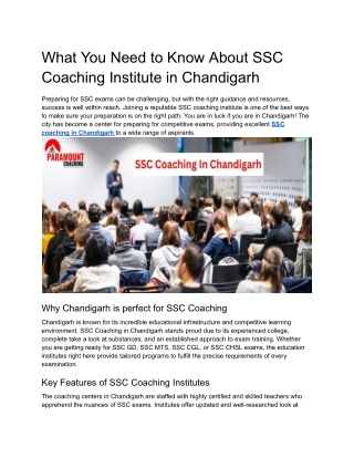 What You Need to Know About SSC Coaching Institute in Chandigarh