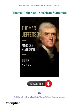 READ Books Thomas Jefferson American Statesman